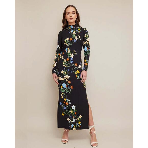 CARA CARA AVA DRESS - MAXI BLACK PRESSED FLOWER size XL - Picture 1 of 14